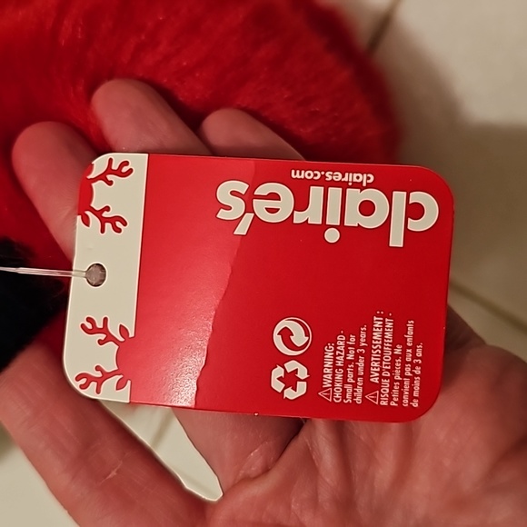 NWT Women's Christmas Earmuffs Headband Cat Ears Red Fur Holly Berries Glitter - Picture 5 of 10